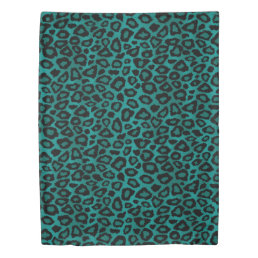 Trendy Chic Teal &amp; Black Leopard Print Duvet Cover