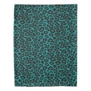 Trendy Chic Teal & Black Leopard Print Duvet Cover