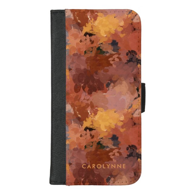 Trendy Chic Terracotta Rust Abstract iPhone Wallet Case (Front)