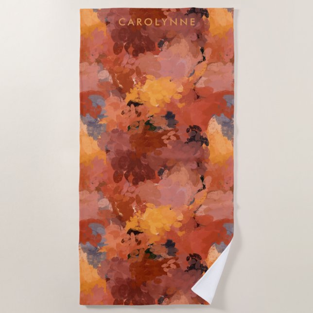 Trendy Chic Terracotta Rust Orange Brown Beach Towel (Front)