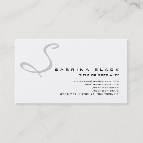Trendy Chic White Grey Monogram Business Card