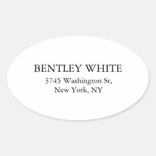 Trendy Chic White Stylish Simple Plain Elegant Oval Sticker