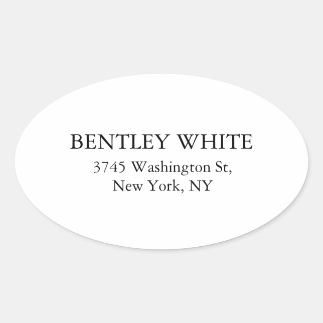 Trendy Chic White Stylish Simple Plain Elegant Oval Sticker (Front)