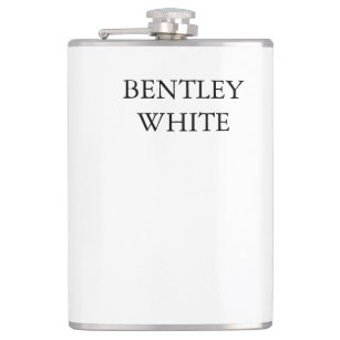 Trendy Chic White Stylish Simple Plain Your Name Flask