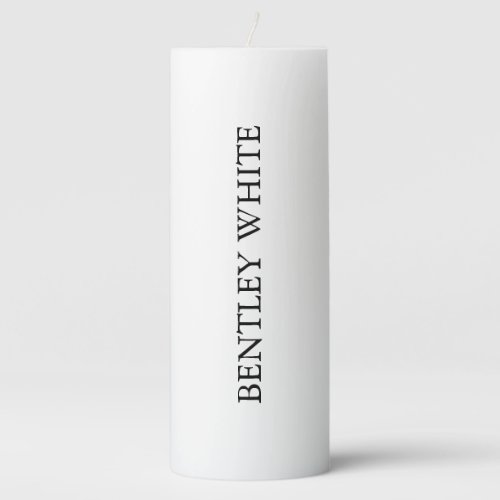 Trendy Chic White Stylish Simple Plain Your Name Pillar Candle