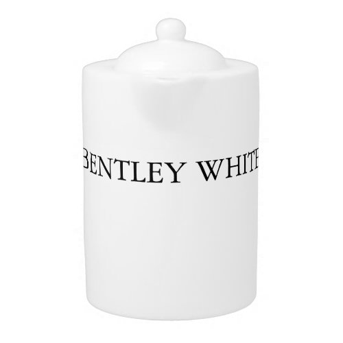 Trendy Chic White Stylish Simple Plain Your Name Teapot