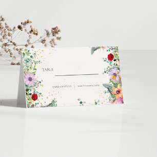 Trendy Chic Wildflowers Floral Wedding Reception Place Card