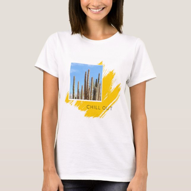 Trendy Chill Out Desert Cactus Instagram Post T-Shirt (Front)