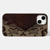trendy chocolate Brown leather Damask iphone5 case (Back (Horizontal))