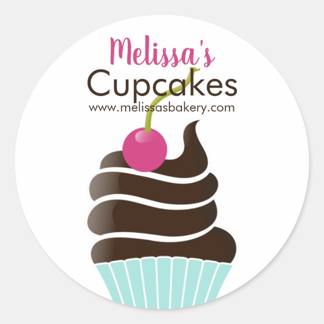 Trendy chocolate cherry jar or box sticker (Front)