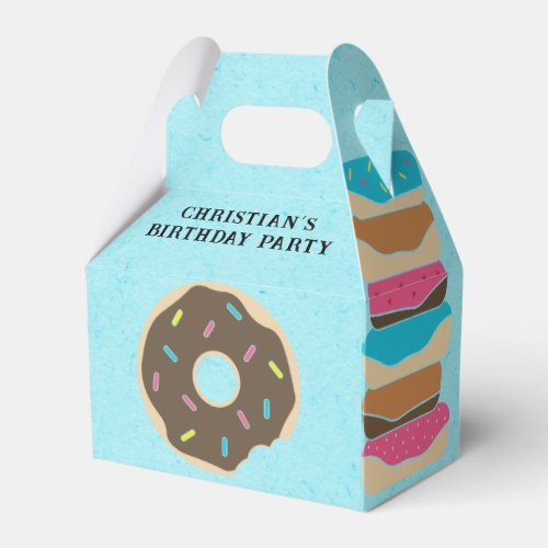 Trendy Chocolate Sprinkle Donut Boy Birthday Party Favor Boxes