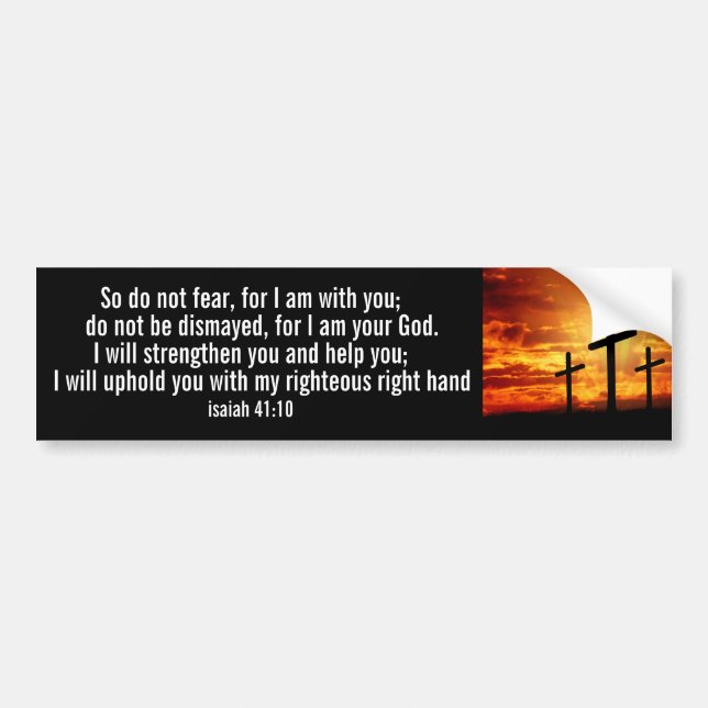 TRENDY CHRISTIAN BIBLE VERSE SUNSET CROSS BUMPER STICKER (Front)