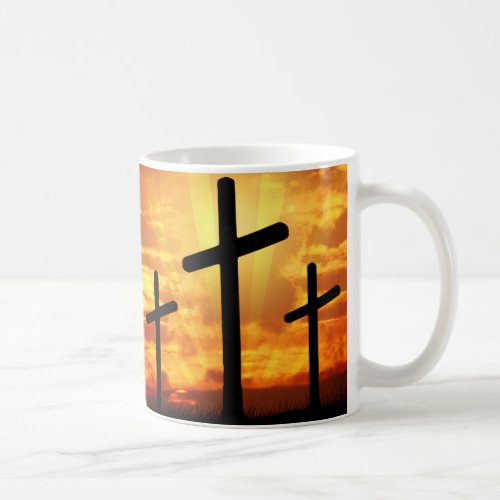 TRENDY CHRISTIAN BIBLE VERSE SUNSET CROSS COFFEE MUG