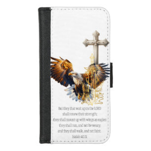 Trendy Christian Eagle Gold Sword Beige Cross iPhone 8/7 Wallet Case
