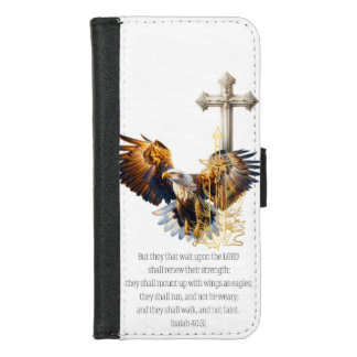 Trendy Christian Eagle Gold Sword Beige Cross iPhone 8/7 Wallet Case