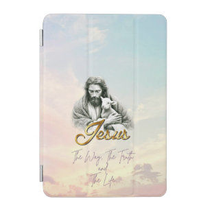 Trendy Christian Pastel Sky Jesus Lamb Gold Script iPad Mini Cover