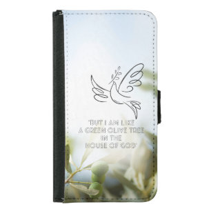 Trendy Christian Photographic Olive Dove Scripture Samsung Galaxy S5 Wallet Case