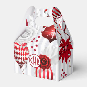 Trendy Christmas Balls and Poinsettia Favor Boxes