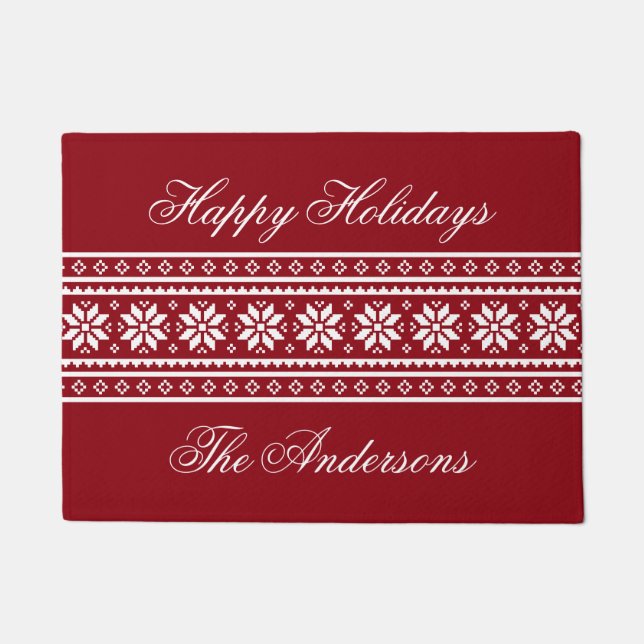 Trendy Christmas door mat with seasons greetings (Front)