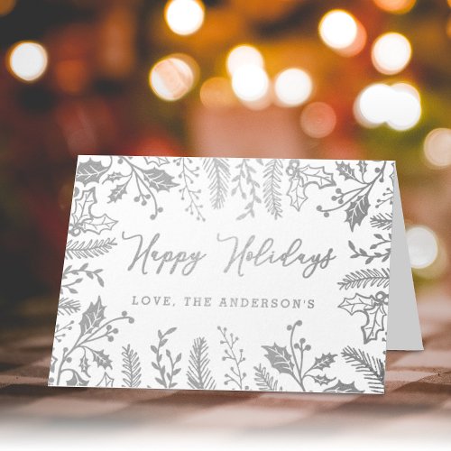 Trendy Christmas Foliage Foil Card