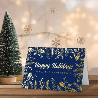 Trendy Christmas Foliage Real Foil Holiday Card