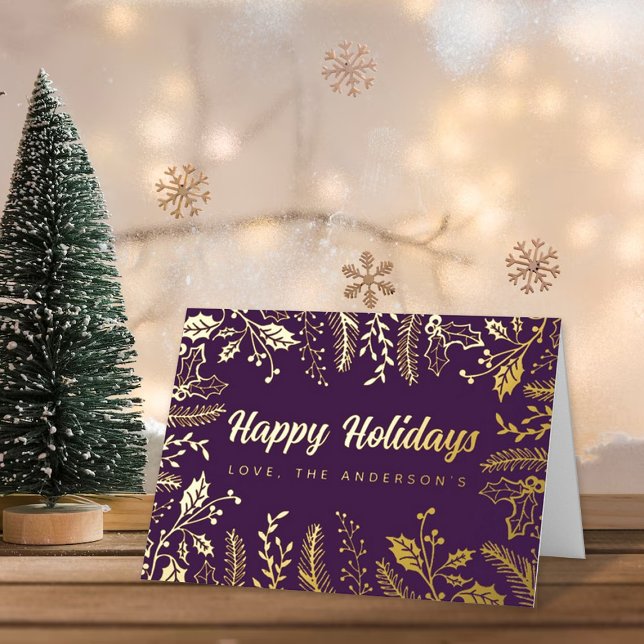Trendy Christmas Foliage Real Foil Holiday Card (Creator Uploaded)