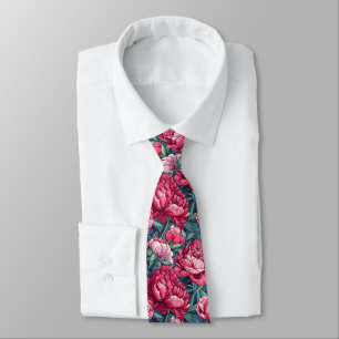 Trendy Christmas Gift For Dad Peonies Neck Tie