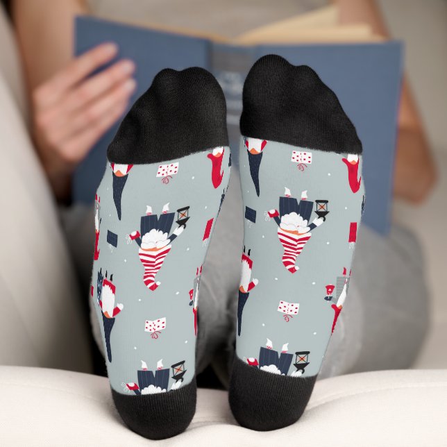 Trendy christmas gnome colorful holiday gift Socks (Bottom)