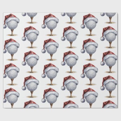 Trendy Christmas Golf Ball Tee With Santa Hat     Wrapping Paper