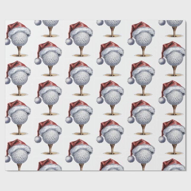 Trendy Christmas Golf Ball Tee With Santa Hat     Wrapping Paper (Flat)