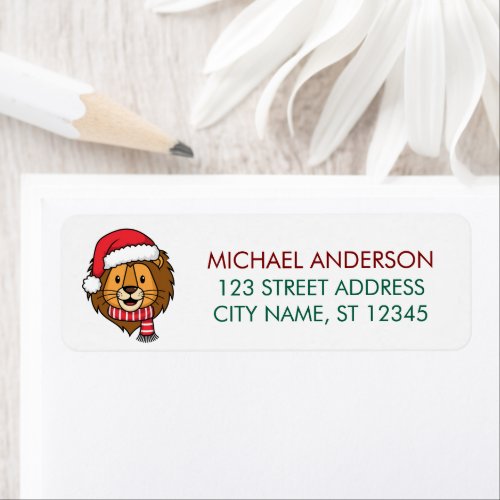 Trendy Christmas King Lion Santa Return Address   