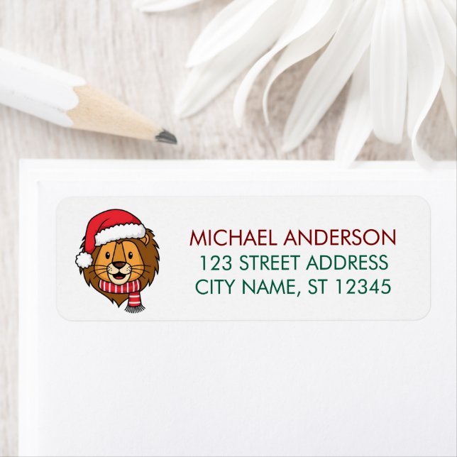 Trendy Christmas King Lion Santa Return Address    Label (Insitu)