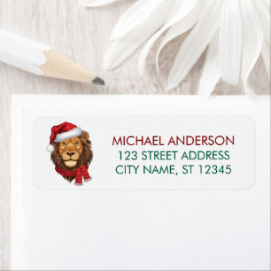 Trendy Christmas King Lion Santa Return Address Label