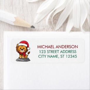 Trendy Christmas King Lion Santa Return Address Label