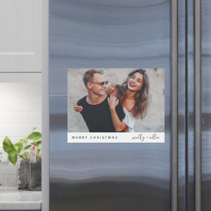 Trendy Christmas Modern Stylish Couple Magnet Card