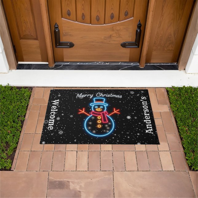 Trendy Christmas Neon Holiday Collection Doormat (Outdoor)