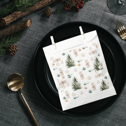 Trendy Christmas Pattern  Watercolor  Favor Bag