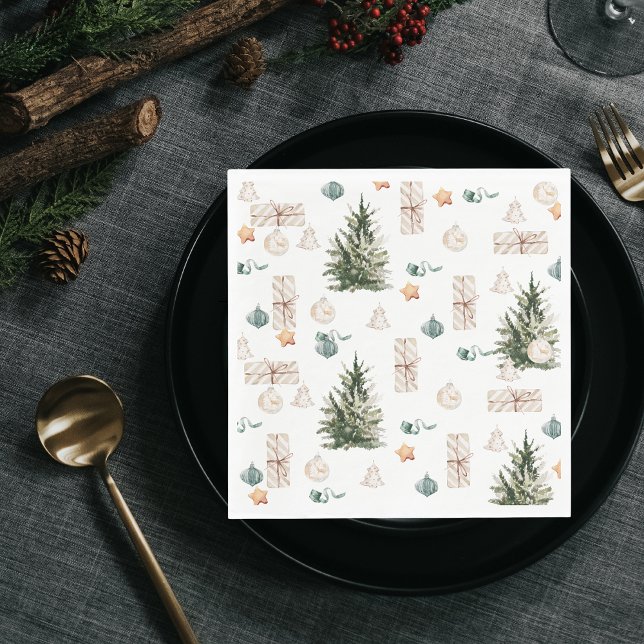Trendy Christmas Pattern | Watercolor  Napkins (Creator Uploaded)