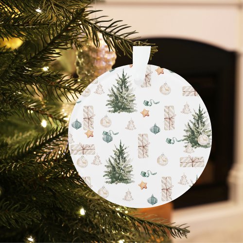 Trendy Christmas Pattern  Watercolor  Ornament