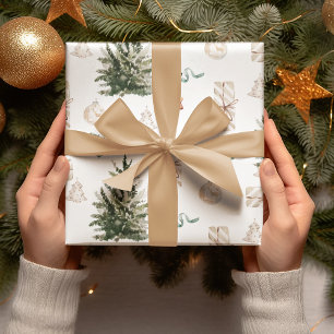 Trendy Christmas Pattern   Watercolor  Wrapping Paper Sheets
