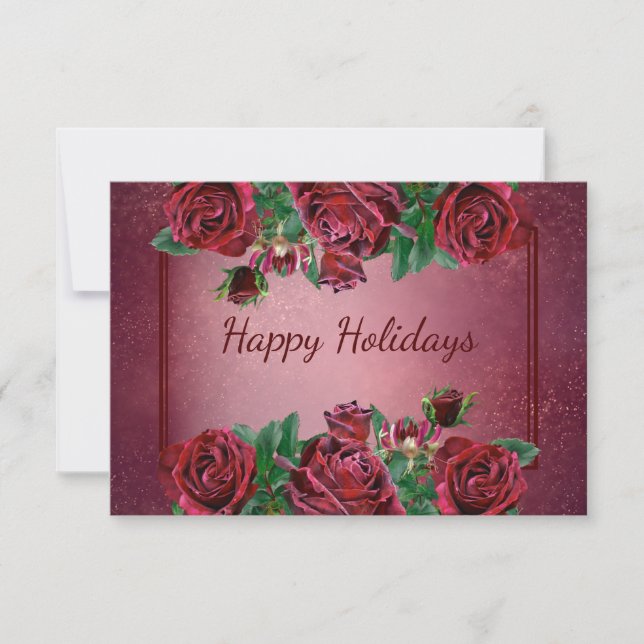 Trendy Christmas Pink Flower Holidays Party RSVP Card (Front)