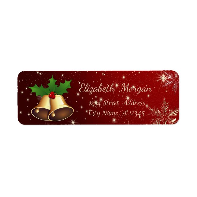 Trendy Christmas Snowflakes,Gold Christmas Bell Label (Front)
