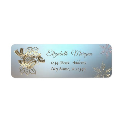 Trendy Christmas SnowflakesGold Christmas Bell Label