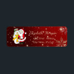 Trendy Christmas Snowflakes,Snowman,Santa Claus Label<br><div class="desc">Snowman and Santa Claus on red background. An elegant and sophisticated designe.Costumize with your name and address.</div>