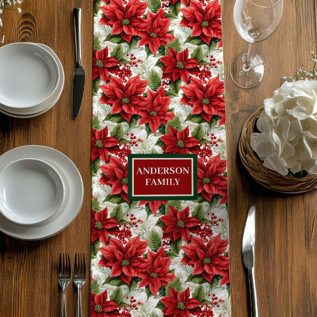 Trendy Christmas Table Runner Custom Name Accent (Trendy Christmas Table Runner Custom Name Accent)