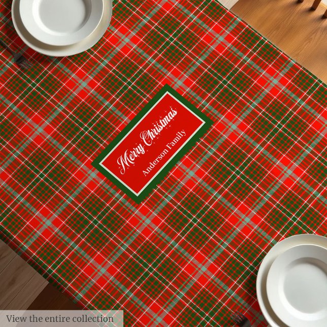 Trendy Christmas Tablecloth Red Green Monogram Art (Trendy Christmas Tablecloth Red Green Monogram Art)
