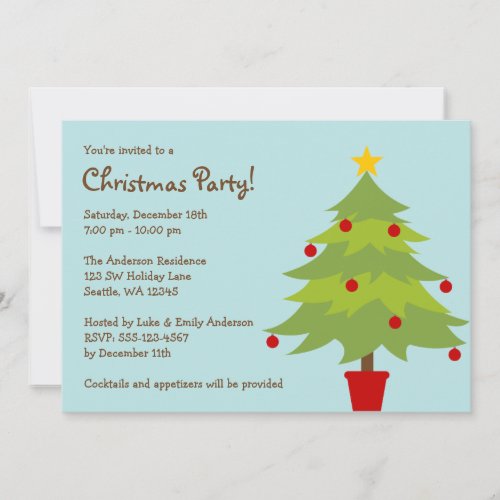 Trendy Christmas Tree Christmas Party Invitations