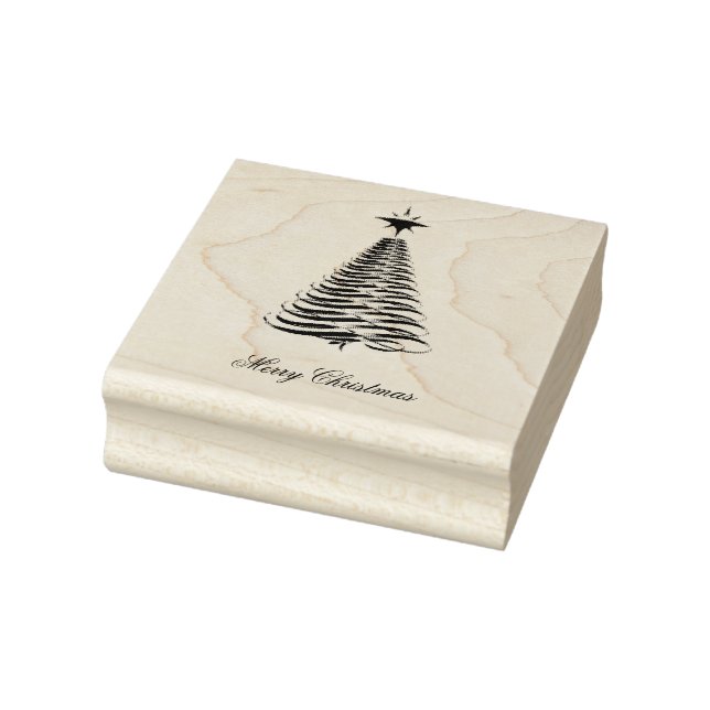 Trendy Christmas Tree Wooden Art Rubber Stamp (Stamp)