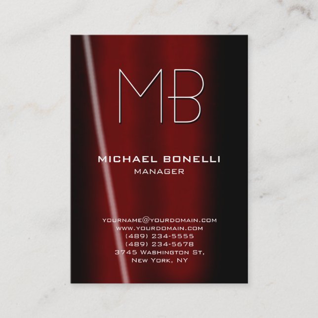 Trendy chubby black red chic unique business card (Front)