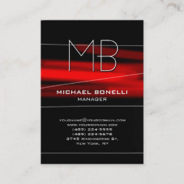 Trendy chubby black red monogram business card